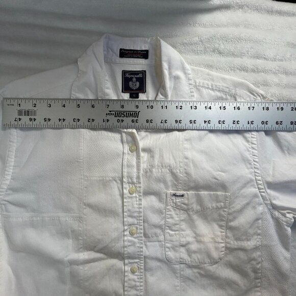 Faconnable Womens White Long Sleeve Button-Up Cotton Shirt Jacket Large Casual - Picture 5 of 8